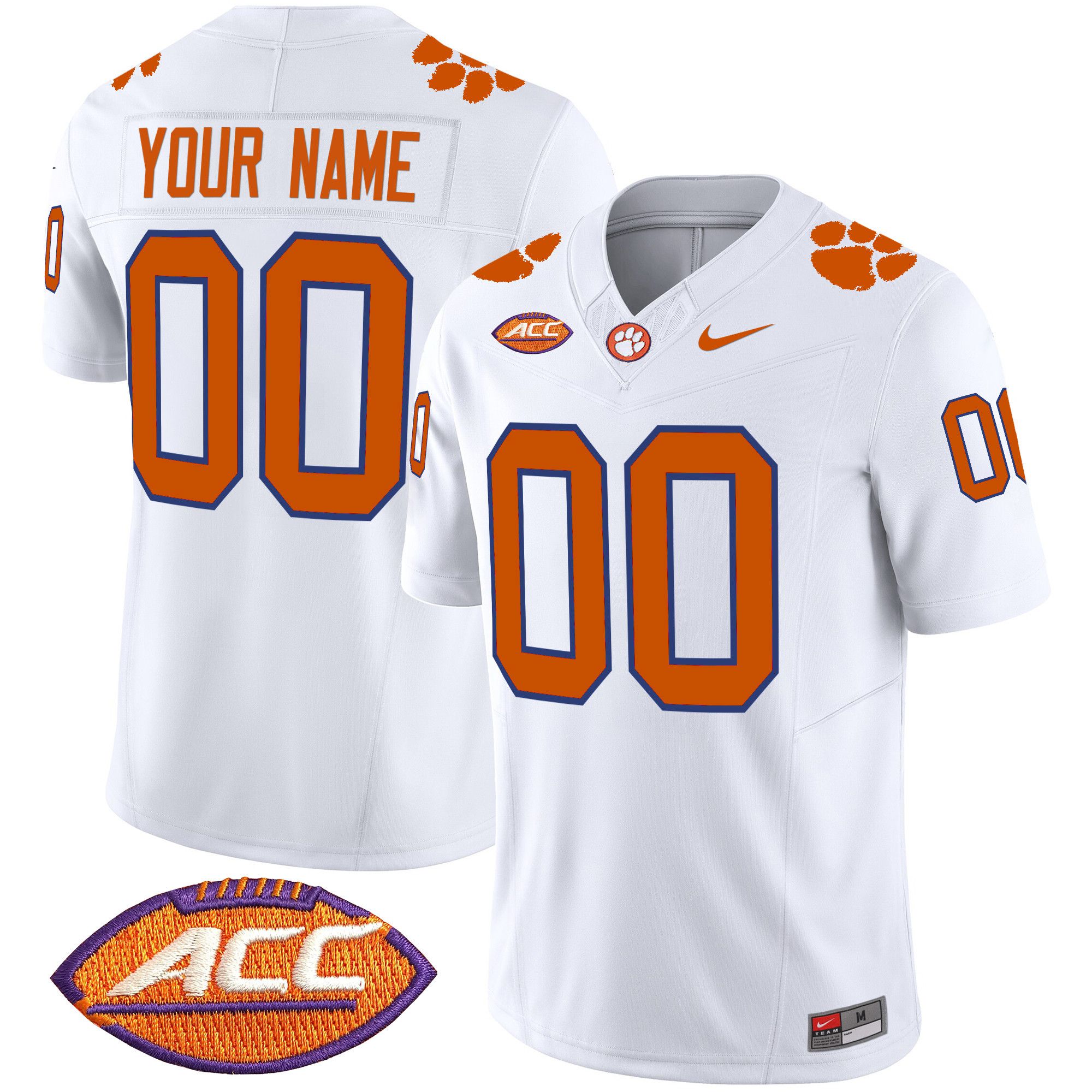 Men Clemson Tigers White 2024 Nike Vapor Limited Custom NCAA Jersey->customized nfl jersey->Custom Jersey
